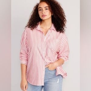Old Navy Oversized Striped Boyfriend Shirt Size L